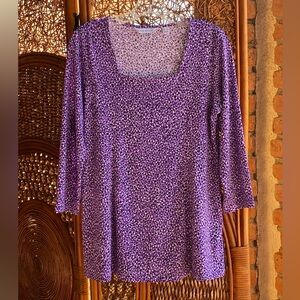 Susan Graver Purple Patterned Square Neck Top
